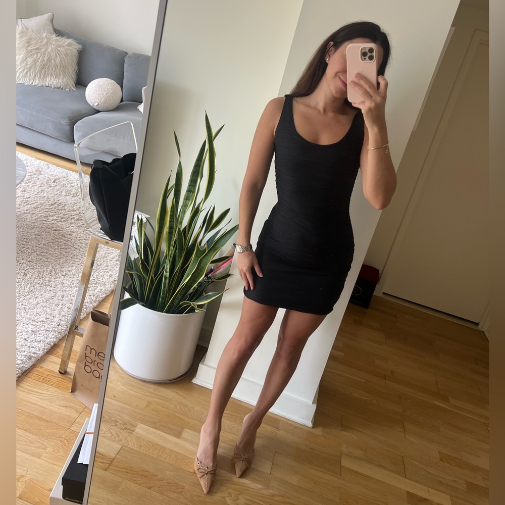 Aqua black dress medium size